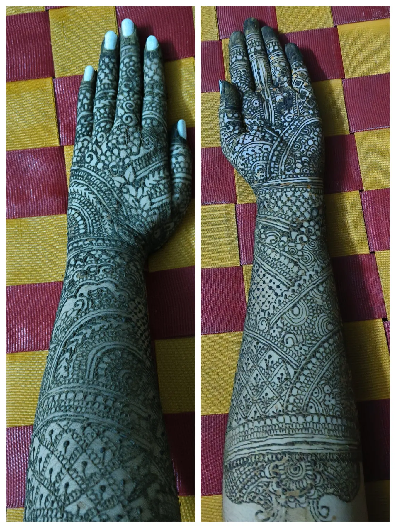 Dark natural henna stain on hands